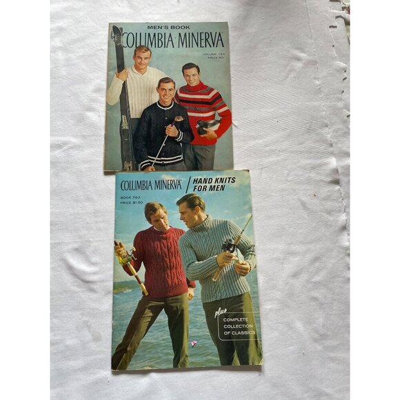 Vintage Columbia Minerva Mens Knitting Pattern Books Vol 124 & 798 For Classic S - Picture 1 of 14